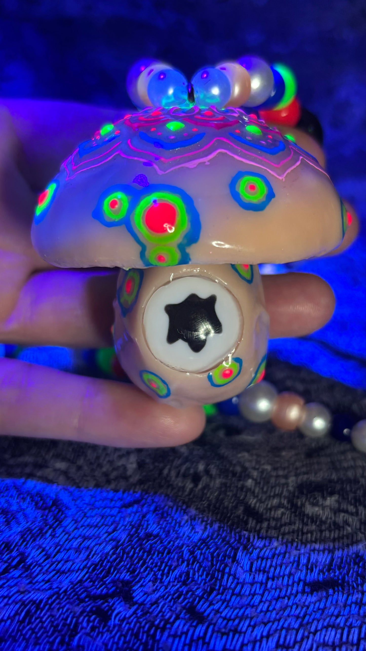 Spotted Living Mandala Shroomie Stash Jar Necklace