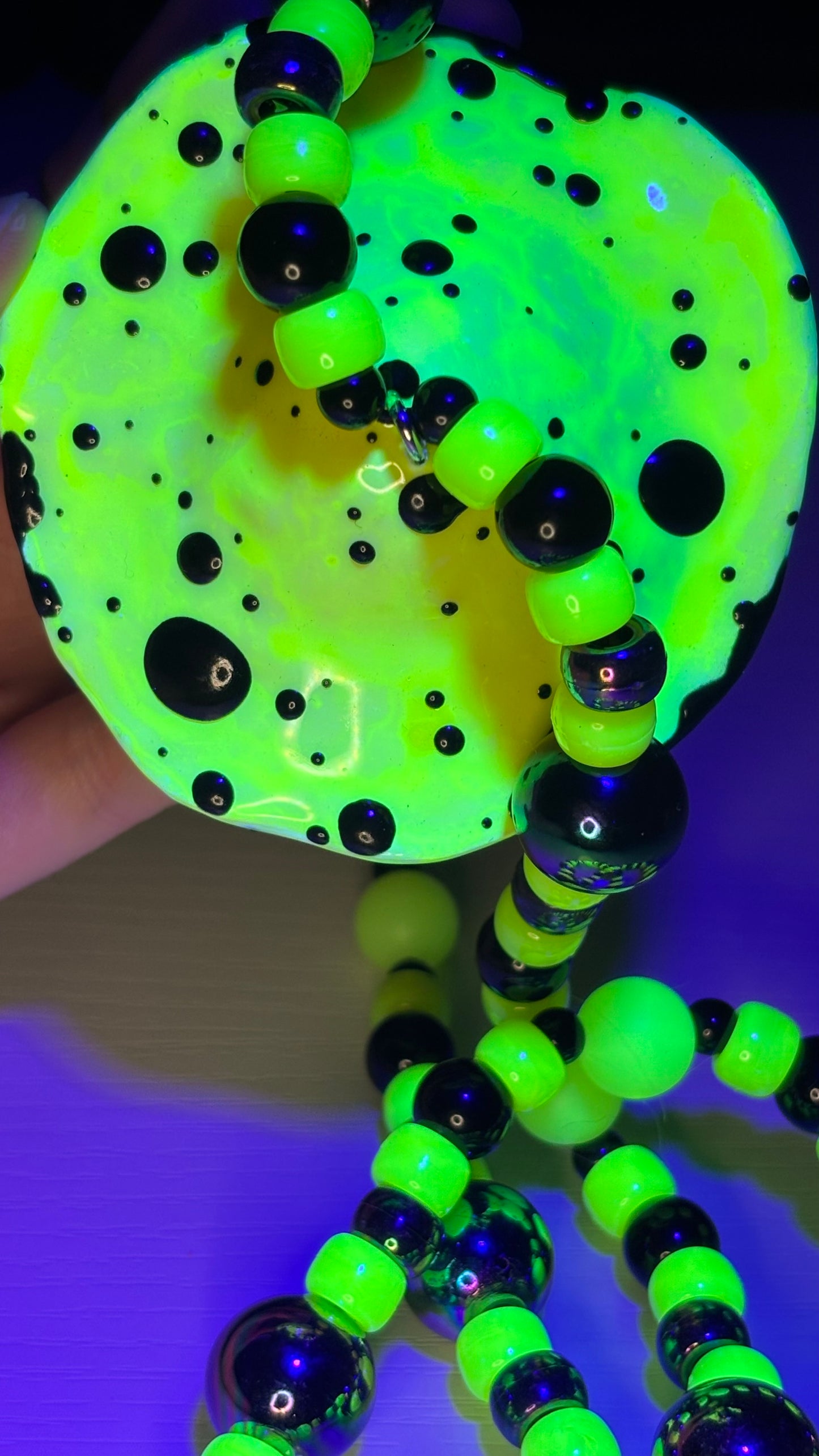 Yellow/Black Dripping Shroomie Stash Jar Necklace