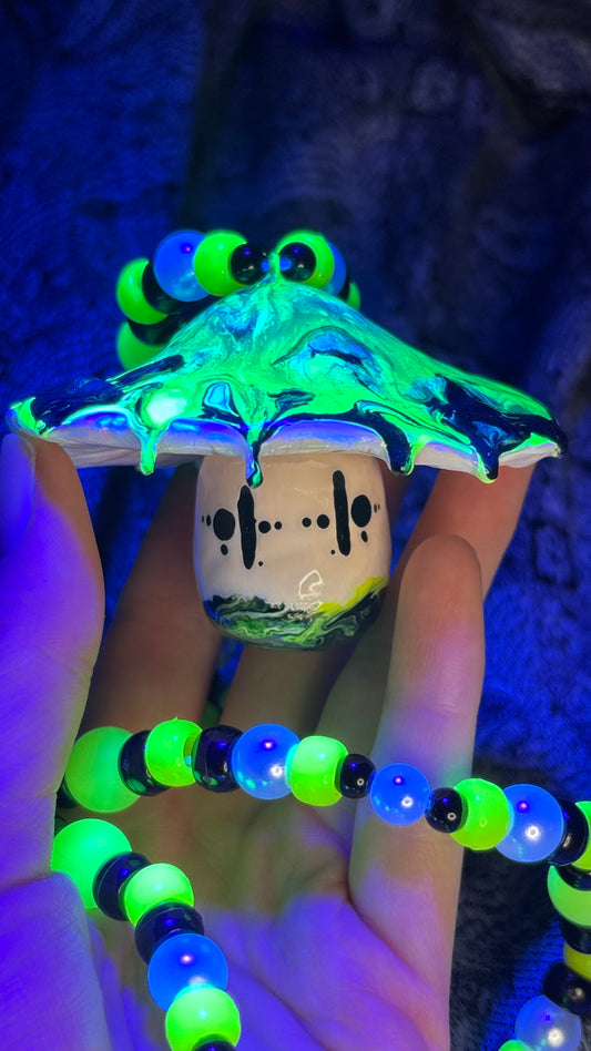 Black/Yellow Melted Shroomie Stash Jar Necklace