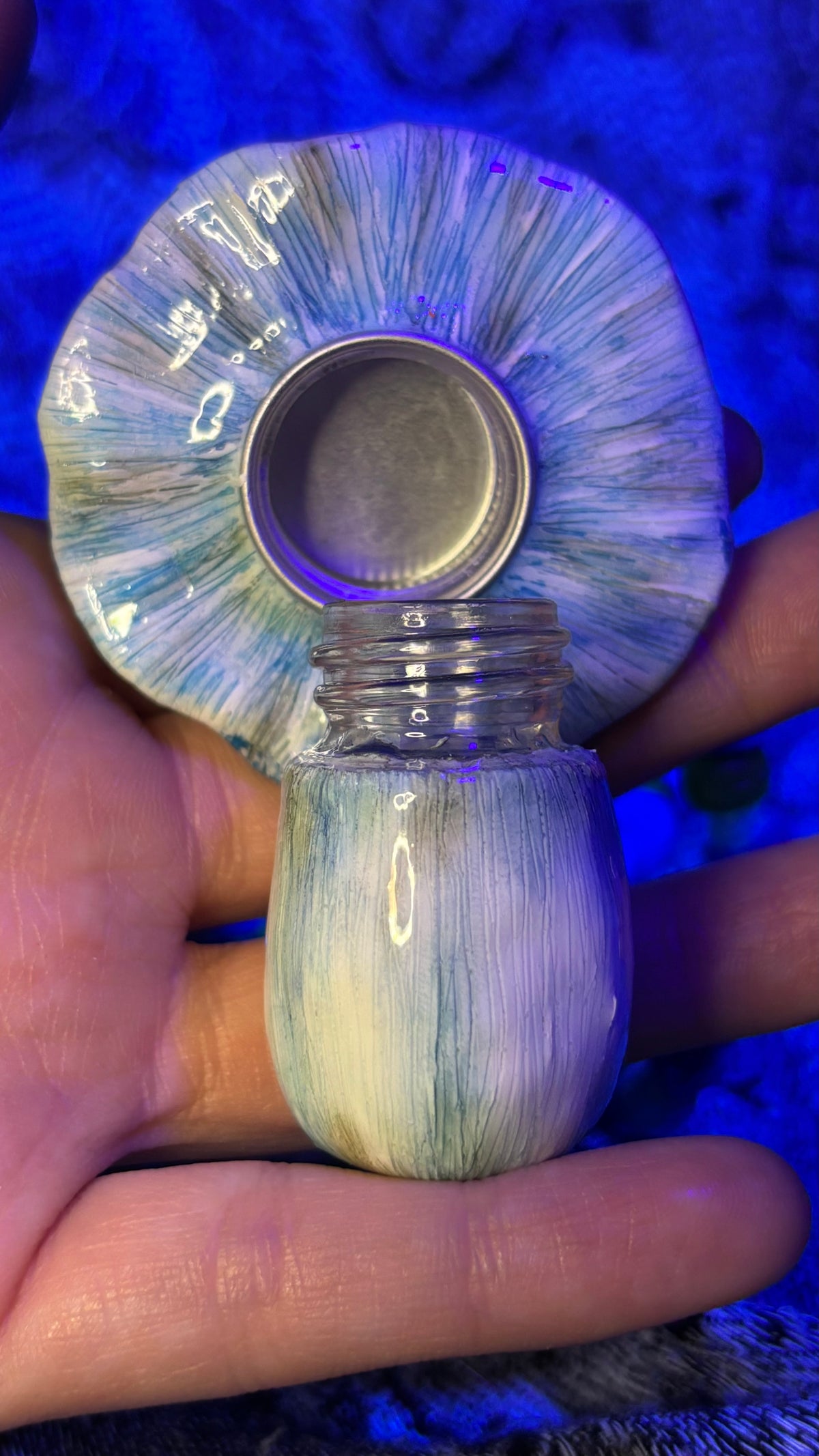 Blue/Green Mushroom Stash Jar Necklace