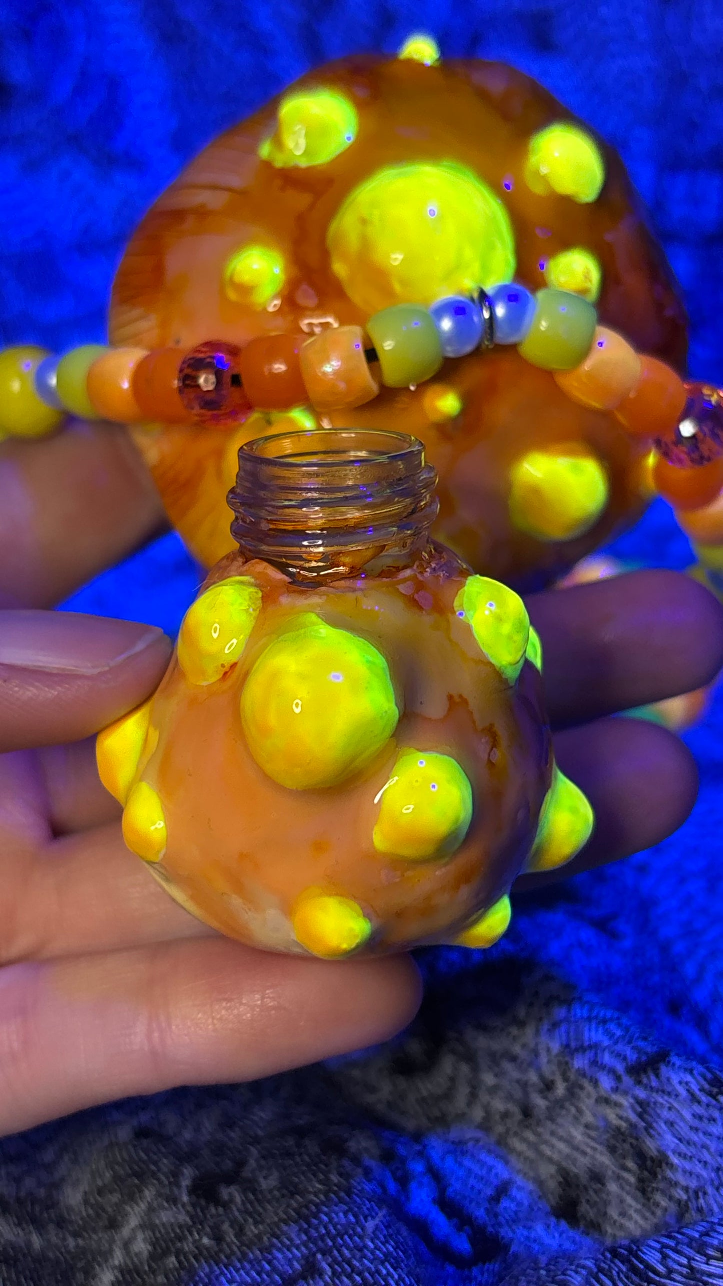 Yellow Lumpy Mushroom Stash Jar Necklace