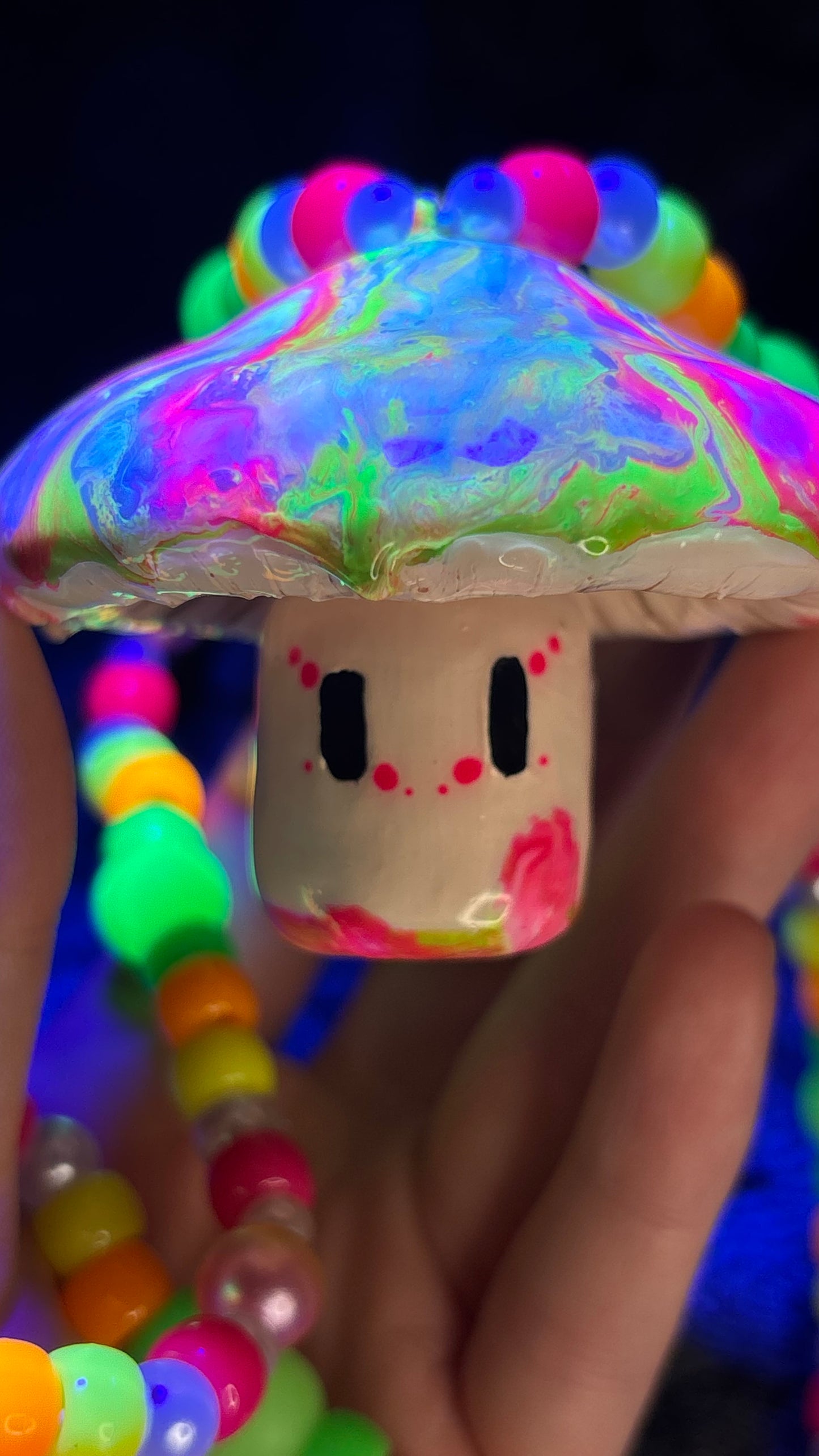 Pink Melted Shroomie Stash Jar Necklace