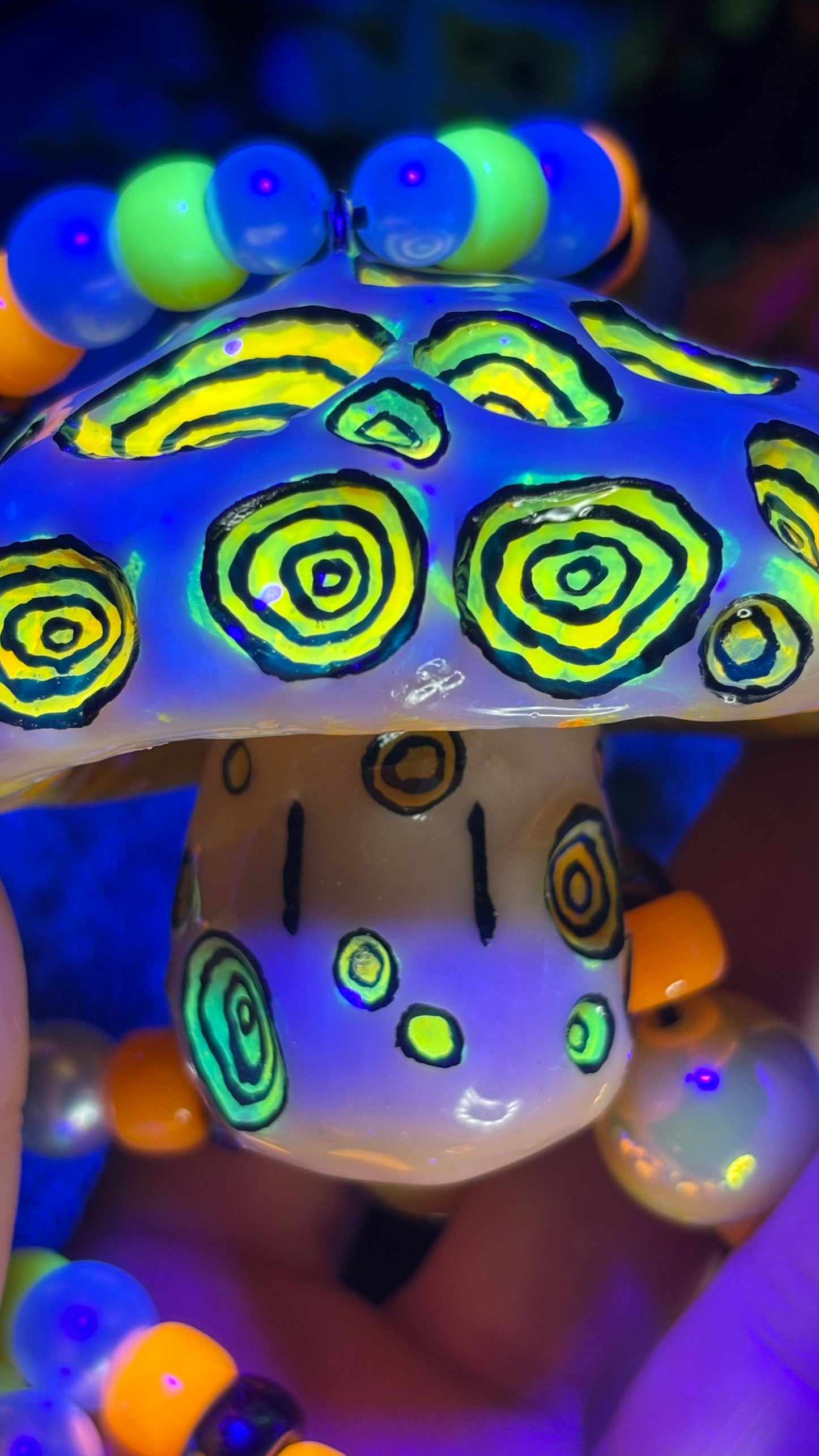 Orange/Yellow Living Shroomie Stash Jar Necklace