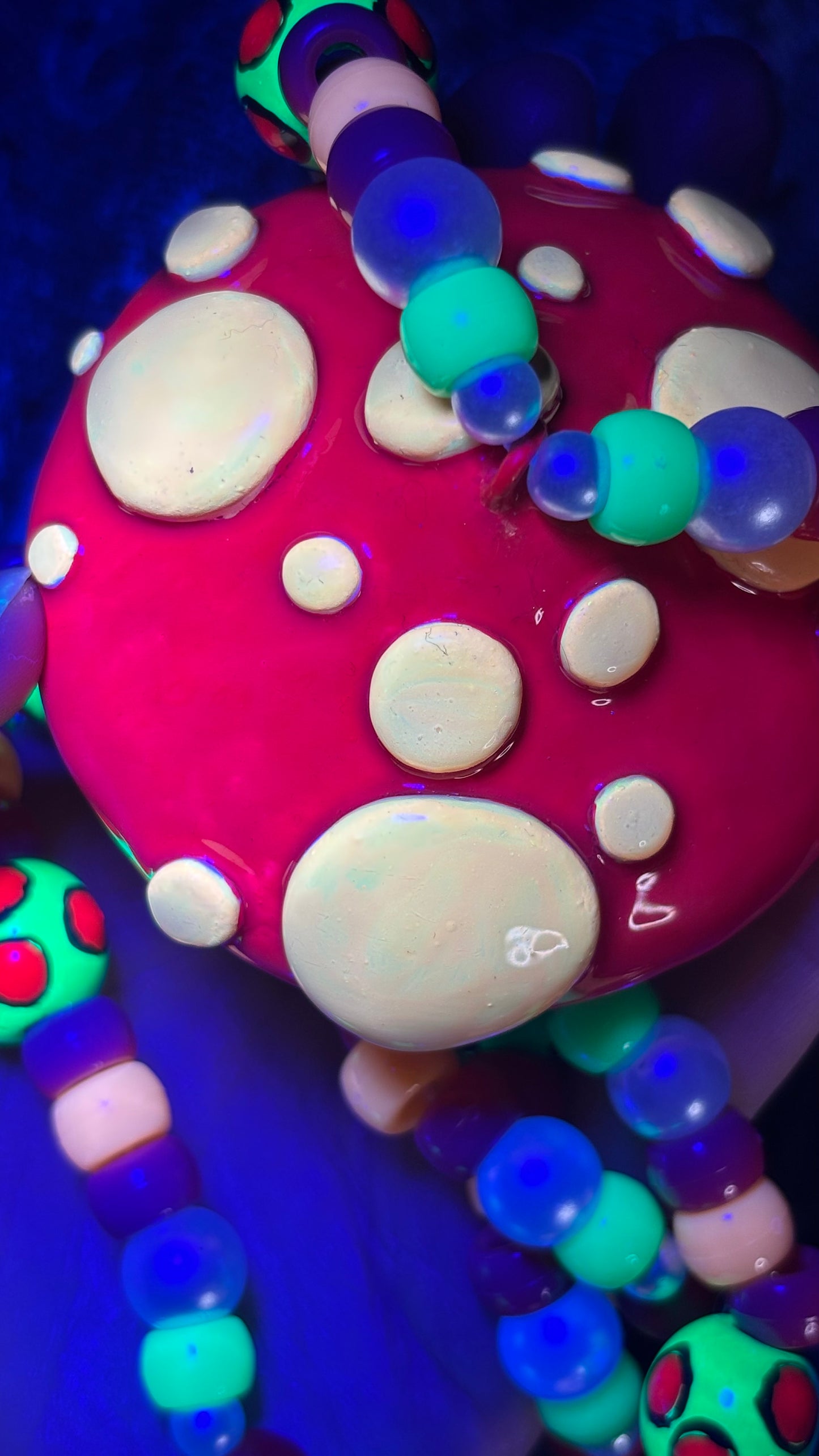 Red Cap Alien Shroomie Stash Jar Necklace (+Custom Beads)