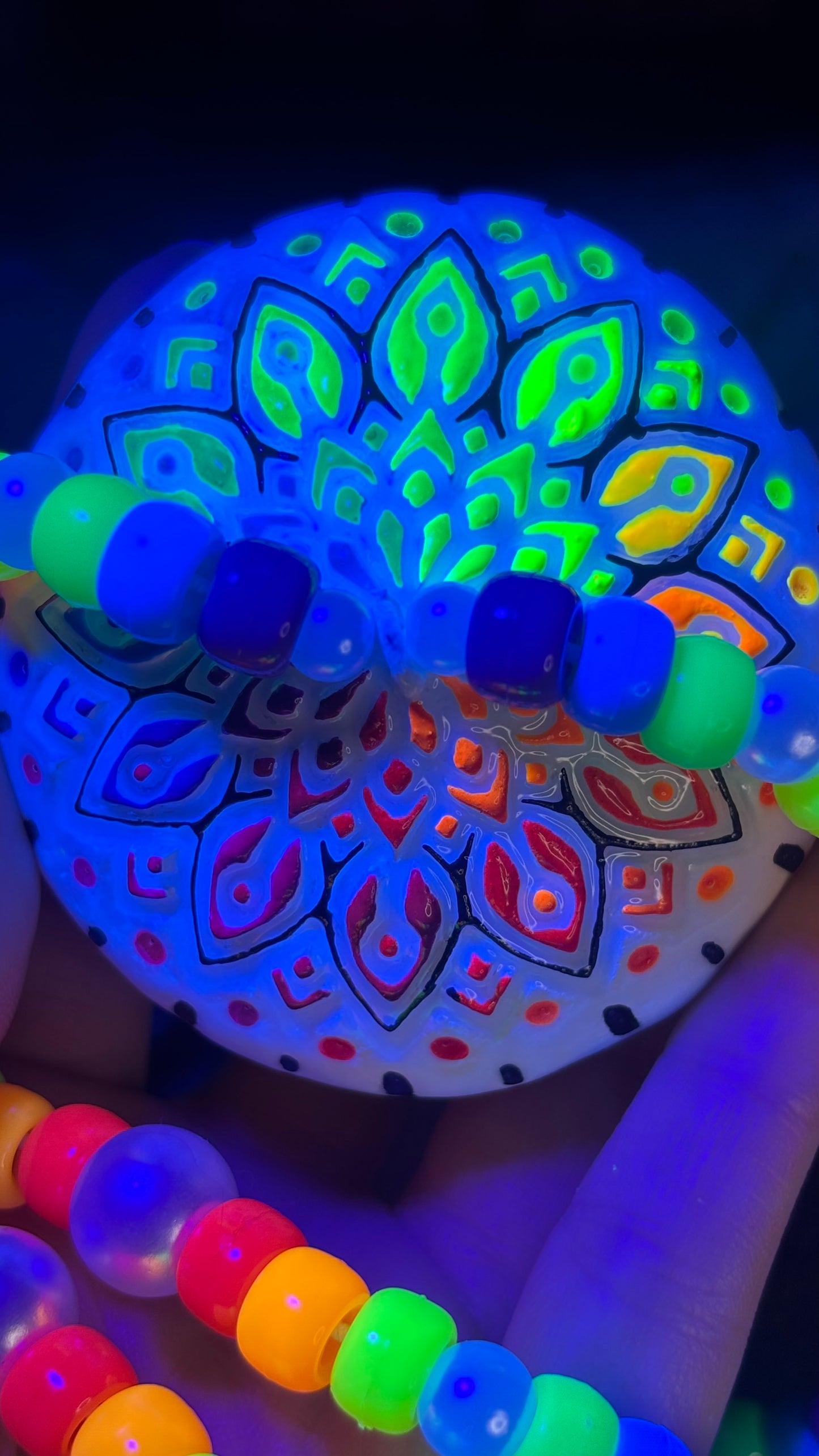 Striped Rainbow Mandala Shroomie Stash Jar Necklace