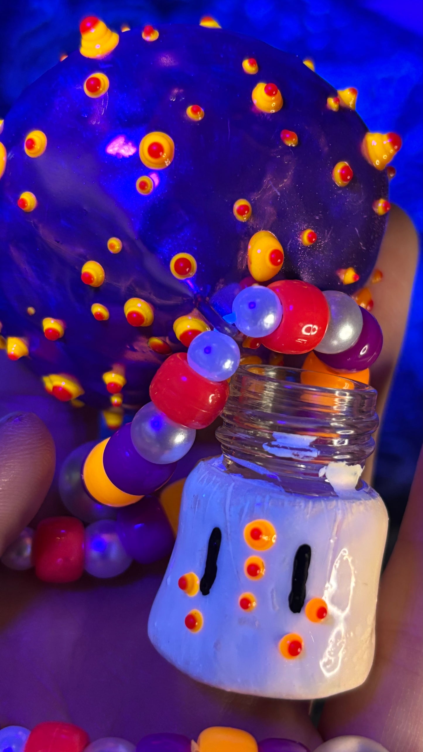 Purple Holographic Spotted Shroomie Stash Jar Necklace