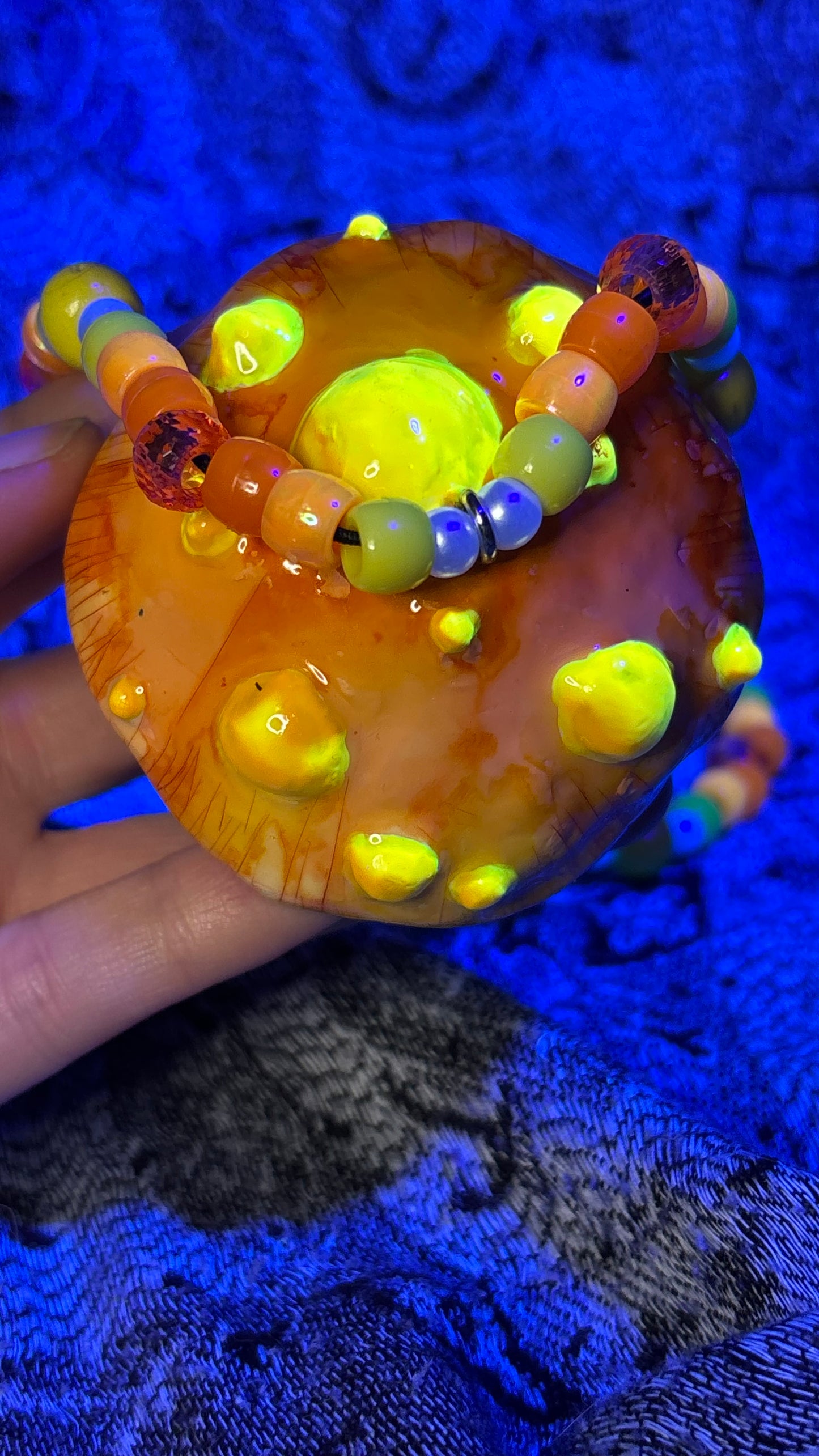 Yellow Lumpy Mushroom Stash Jar Necklace