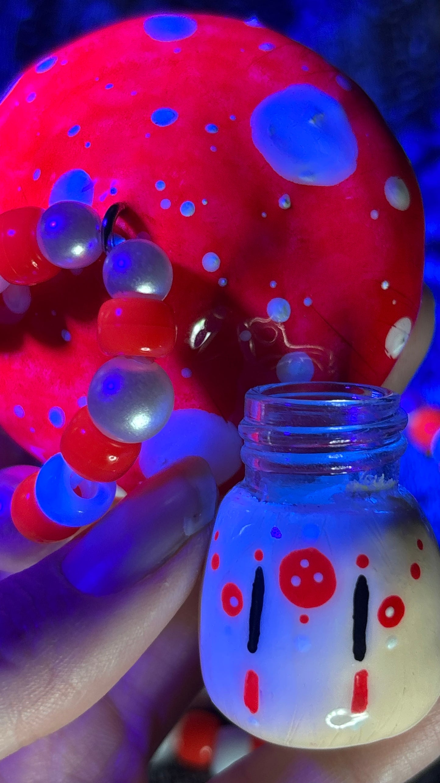 Red Shroomie Stash Jar Necklace
