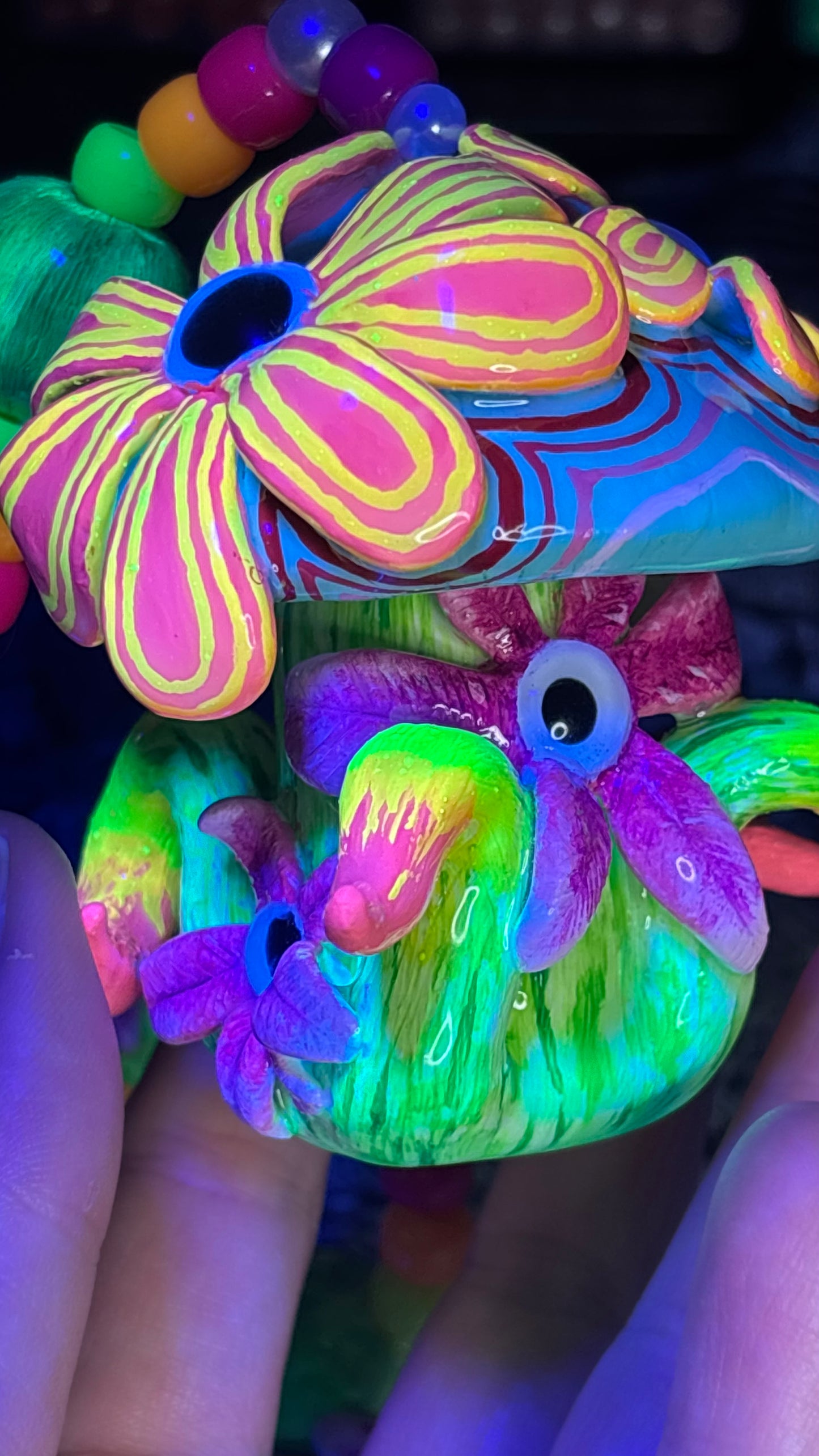 Flowers Of Power Shroomie Stash Jar Necklace (+Custom Clay Beads)