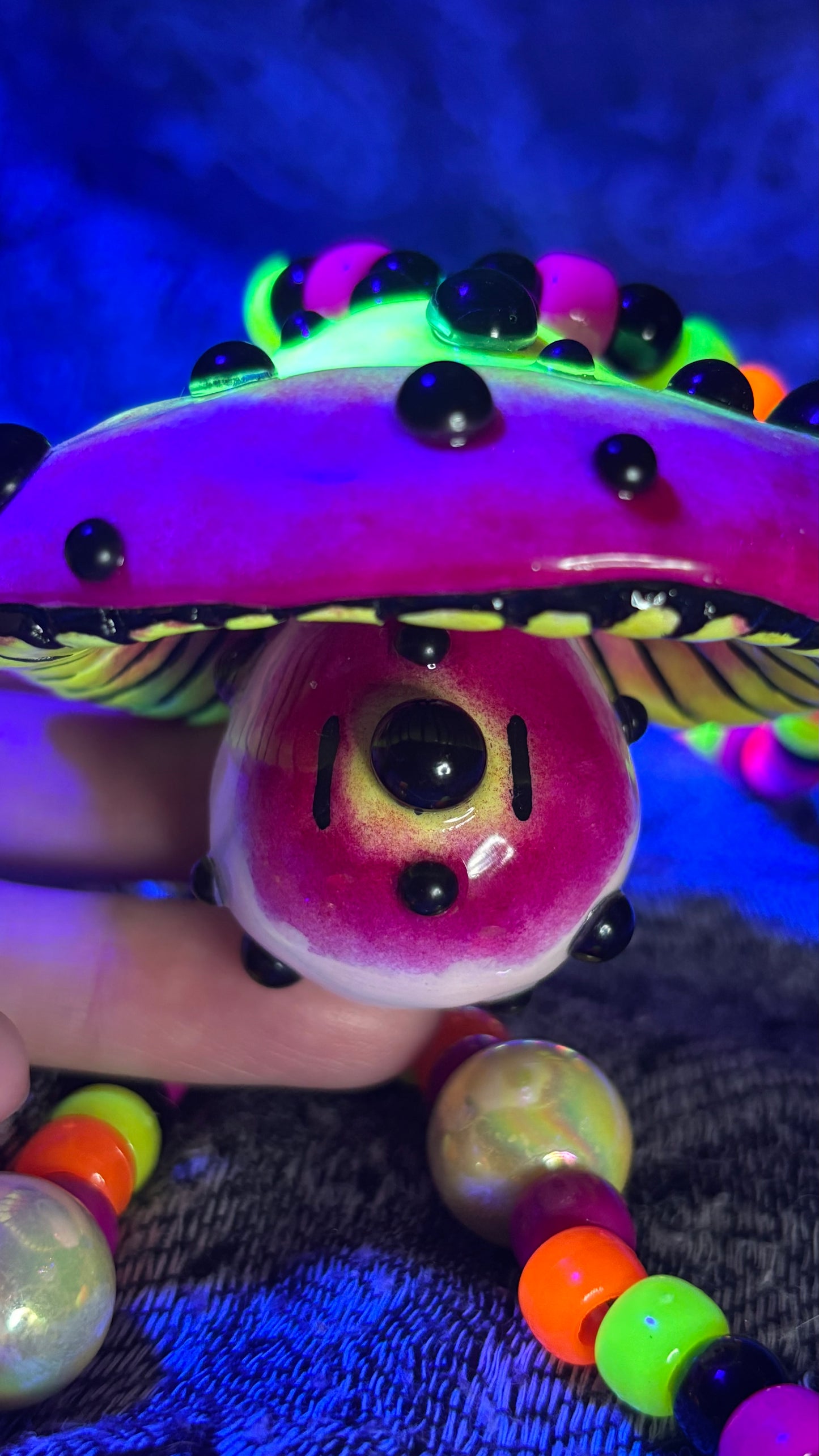 Black Spotted Shroomie Stash Jar Necklace (Color Changing Dots!)