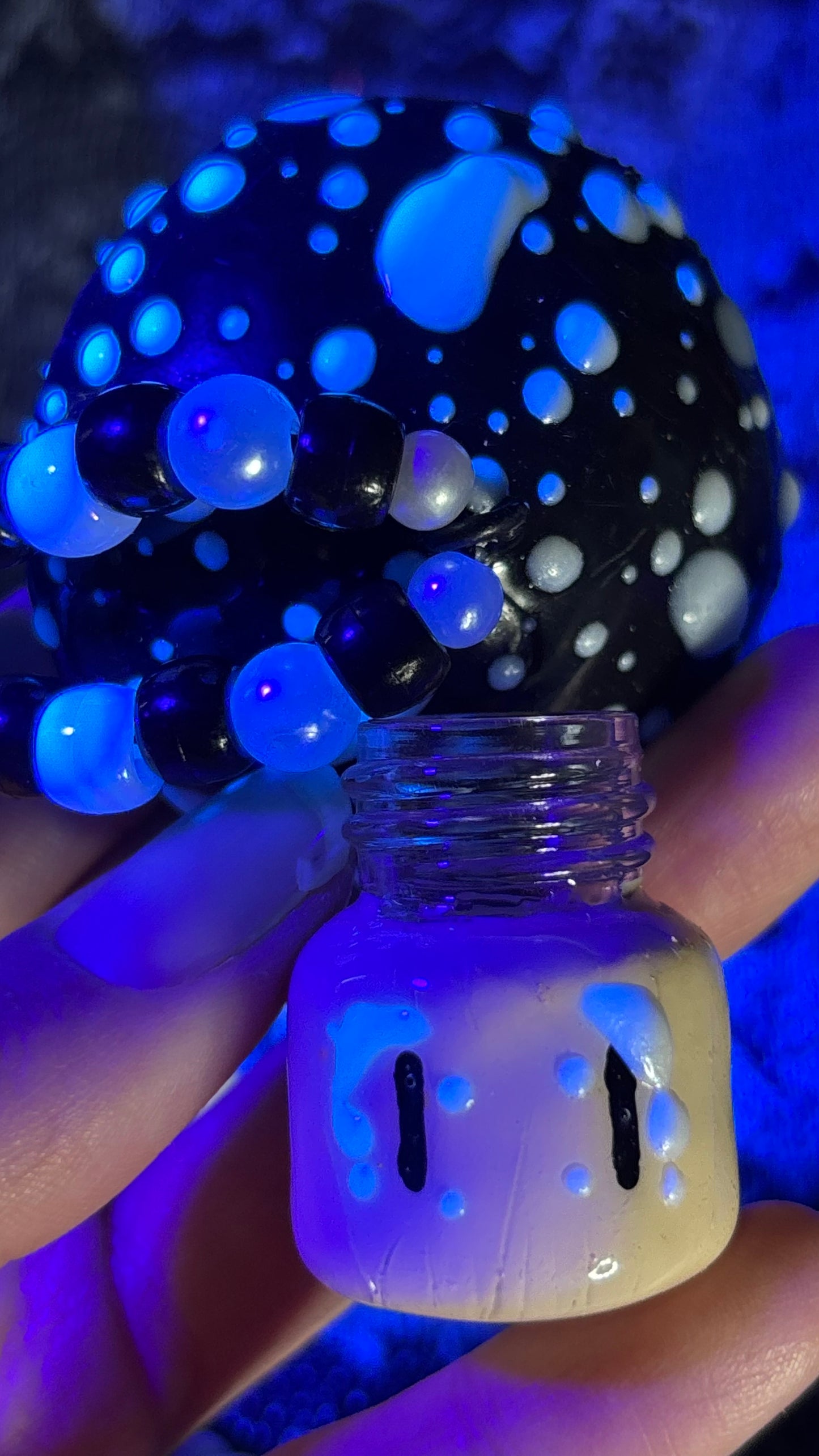 Black/White Shroomie Stash Jar Necklace