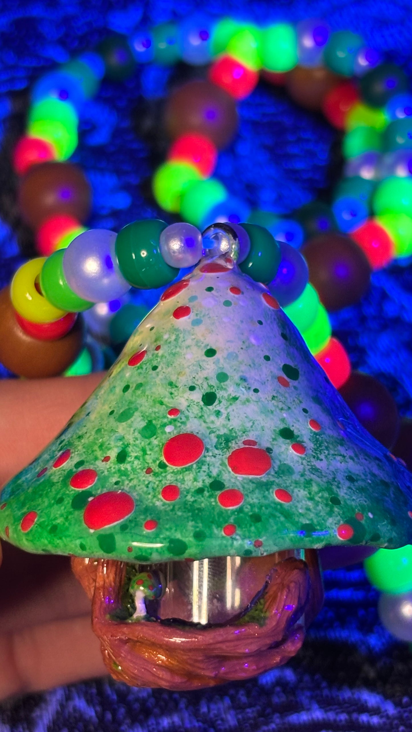Green And Red Mushroom Portal Stash Jar Necklace