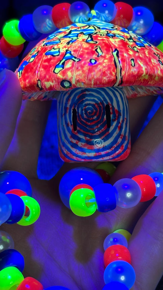 Blue Neon Swirl Shroomie Stash Jar Necklace