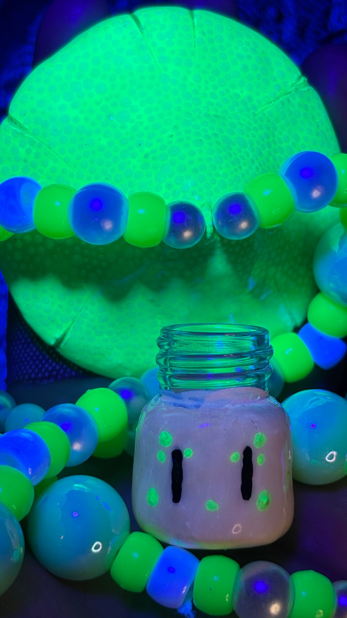 Green Spotted Shroomie Stash Jar Necklace