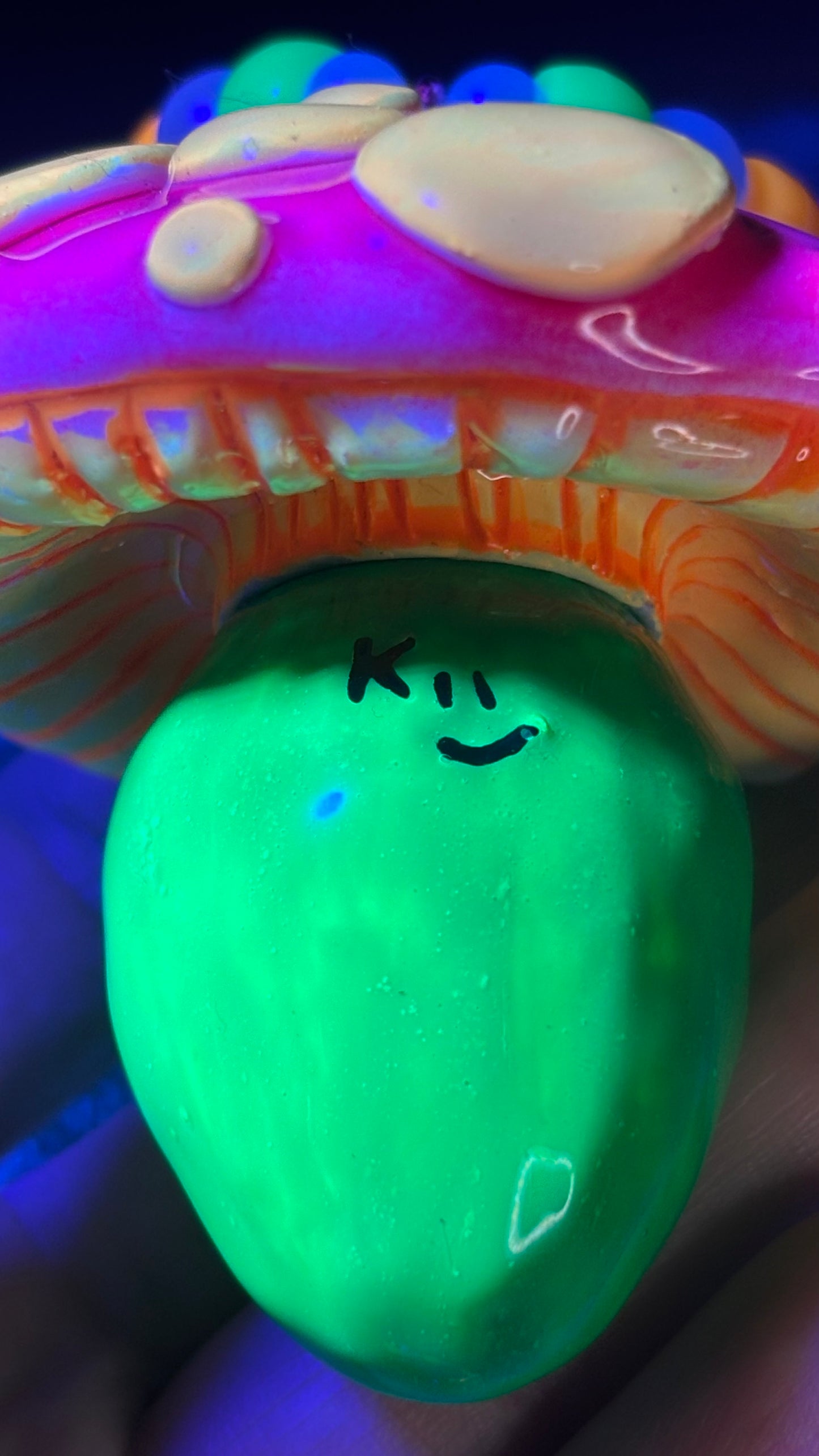 Neon Pink Alien Shroomie Stash Jar Necklace