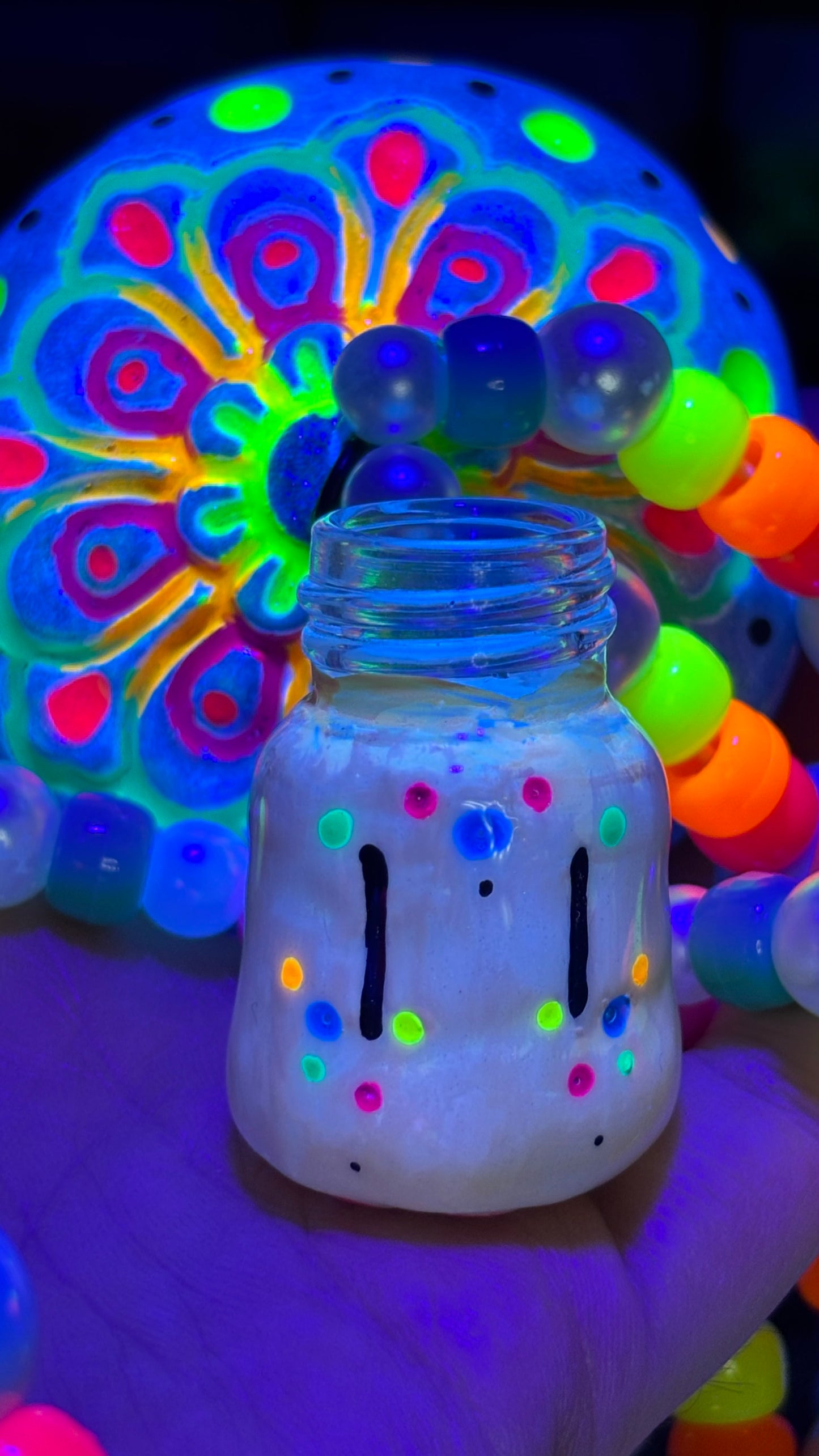 Shimmery Blue Mandala Stash Jar Necklace