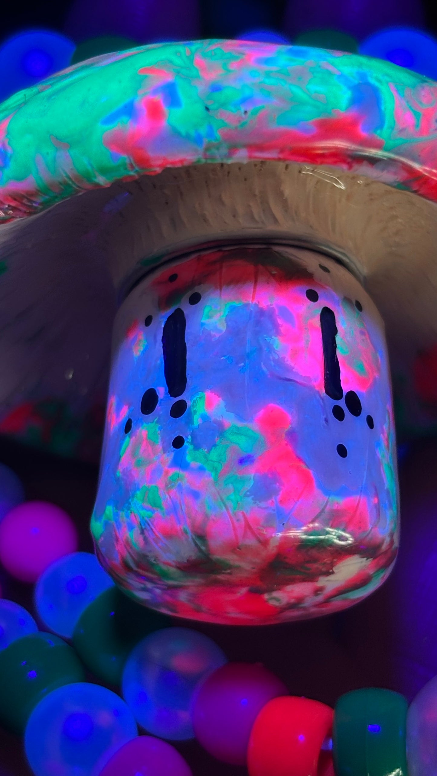 Green/Pink Neon Tie Dye Shroomie Stash Jar