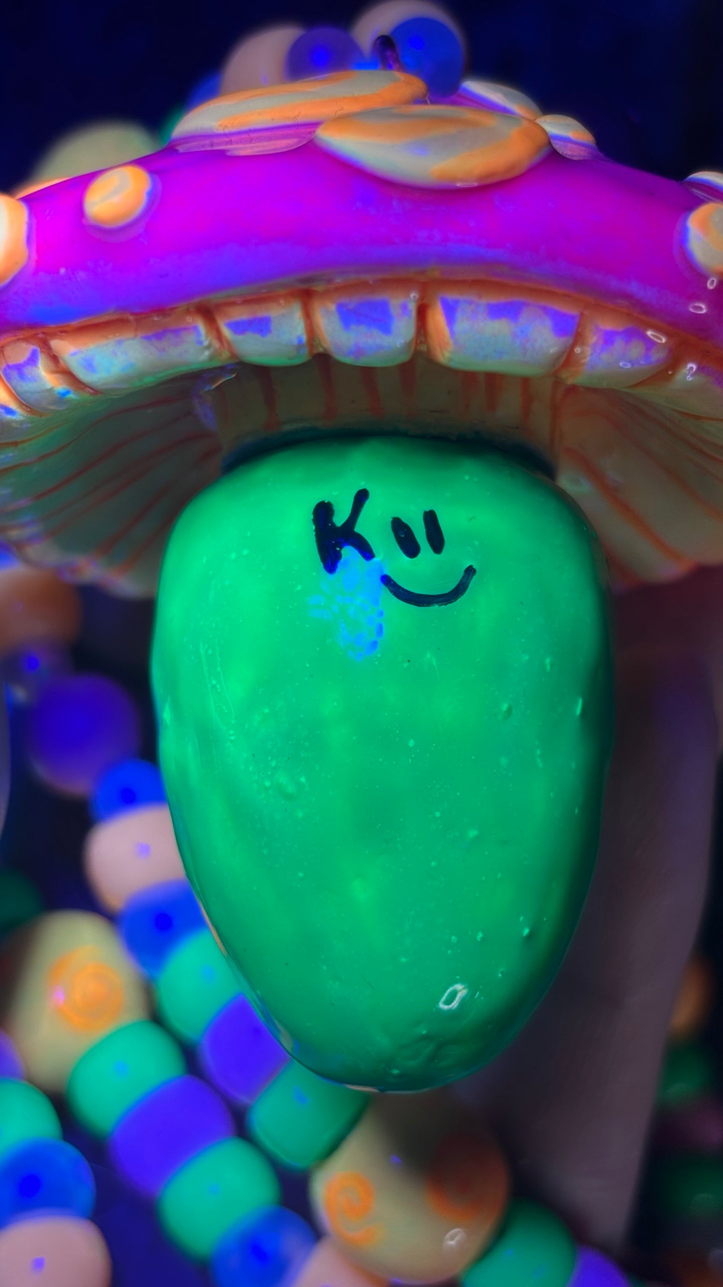 Swirly Alien Shroomie Stash Jar Necklace (+Custom Beads)