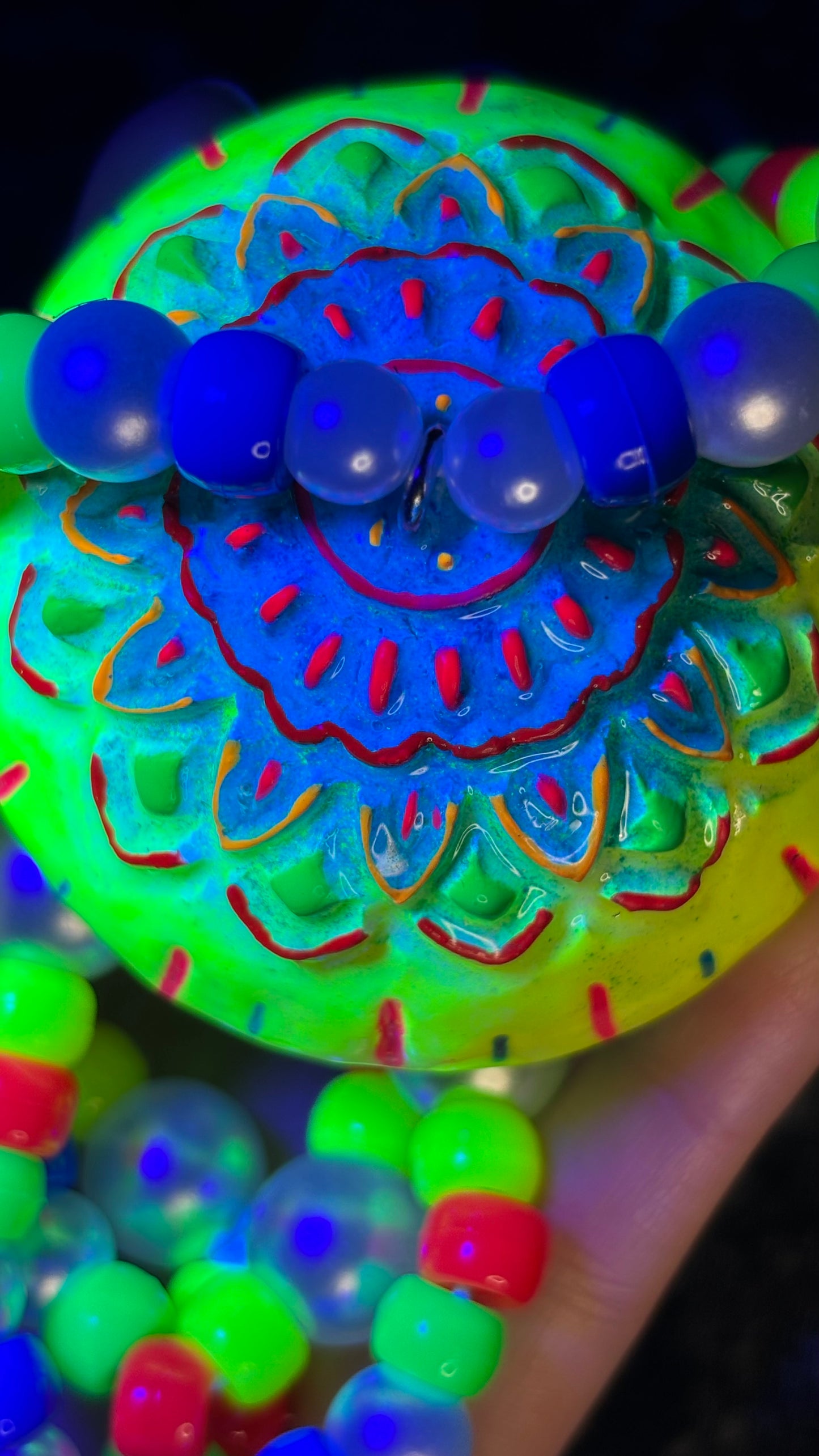 Blue/Yellow Mandala Stash Jar Necklace