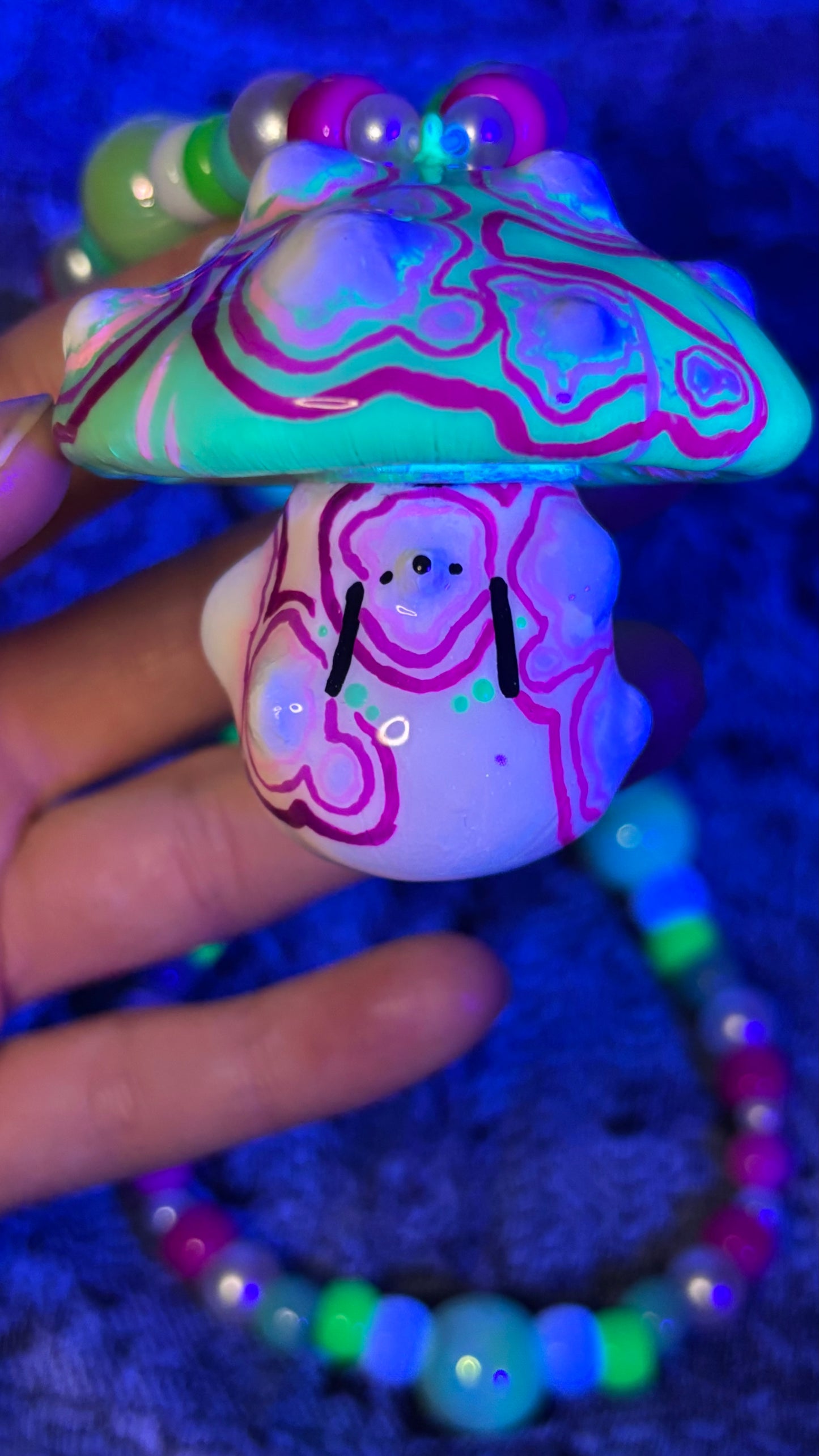 Teal Toxic Shroomie Stash Jar Necklace