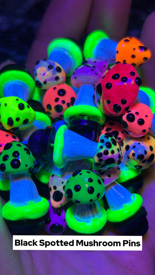 Black Spotted Mushroom Pins (Color Selected Randomly!)