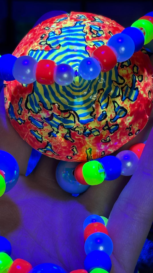 Blue Neon Swirl Shroomie Stash Jar Necklace