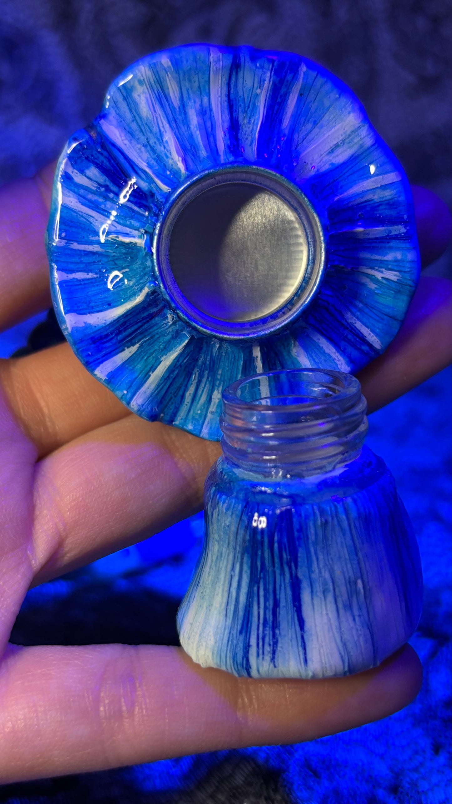 Blue/White Mushroom Stash Jar Necklace