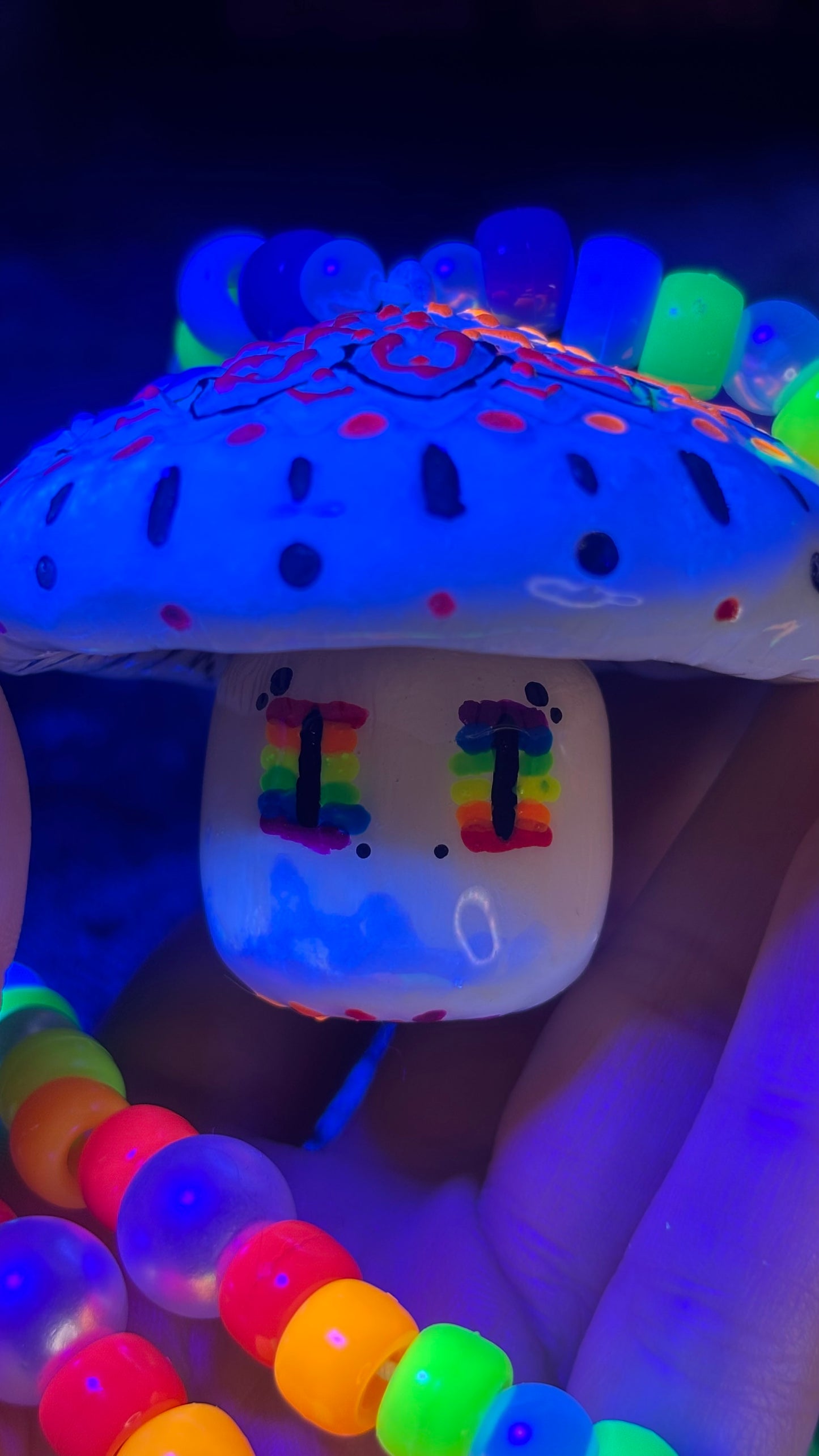 Striped Rainbow Mandala Shroomie Stash Jar Necklace