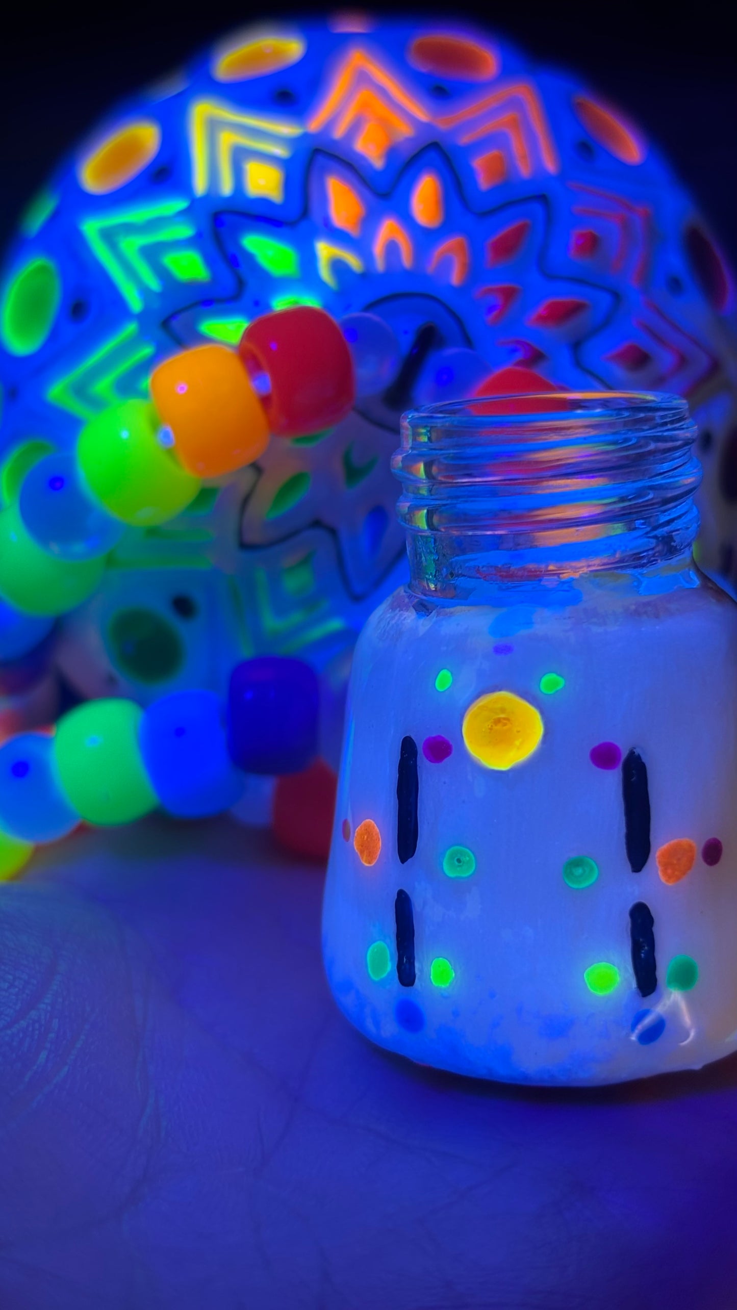 Spotted Rainbow Mandala Shroomie Stash Jar Necklace