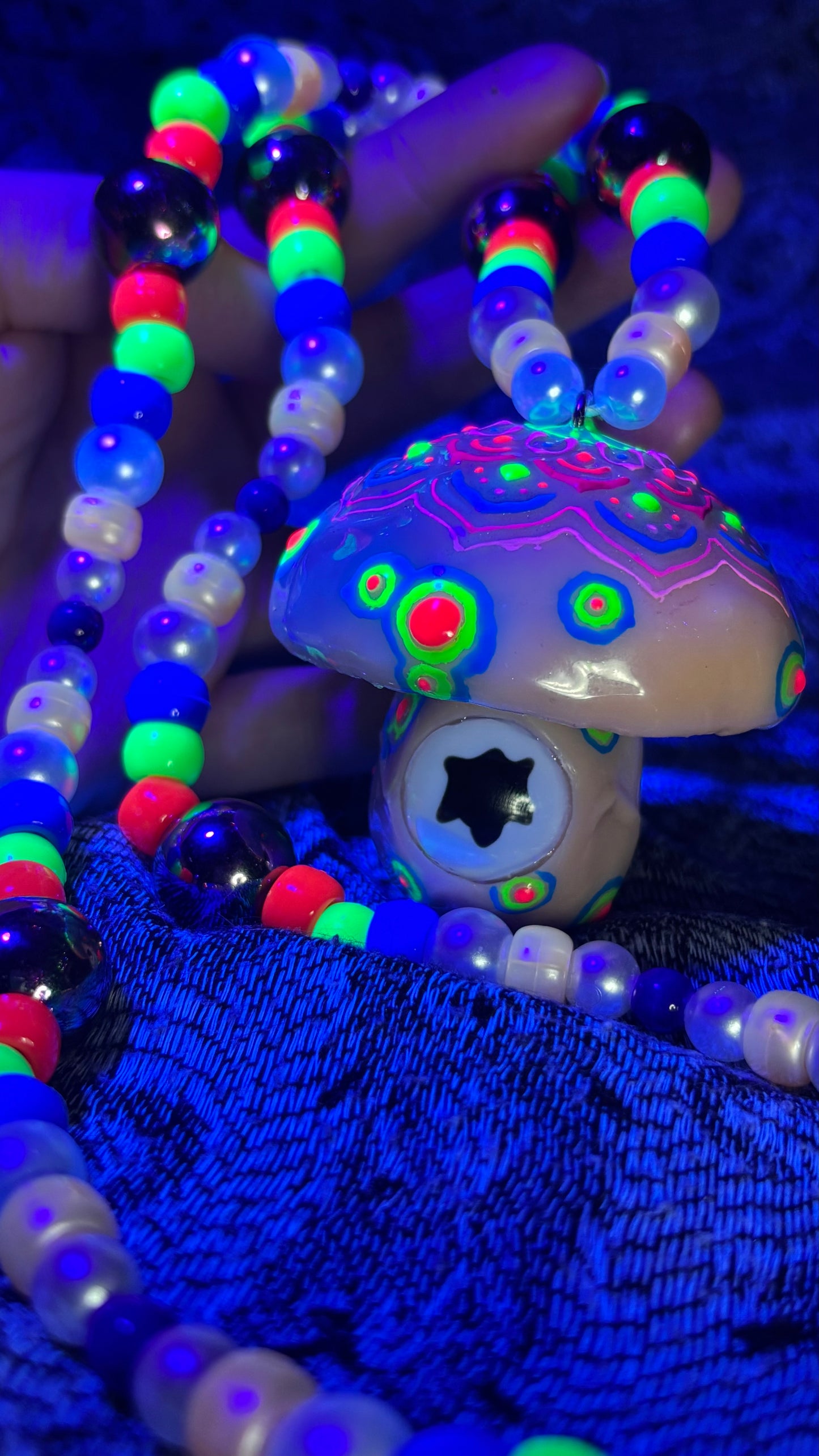 Spotted Living Mandala Shroomie Stash Jar Necklace