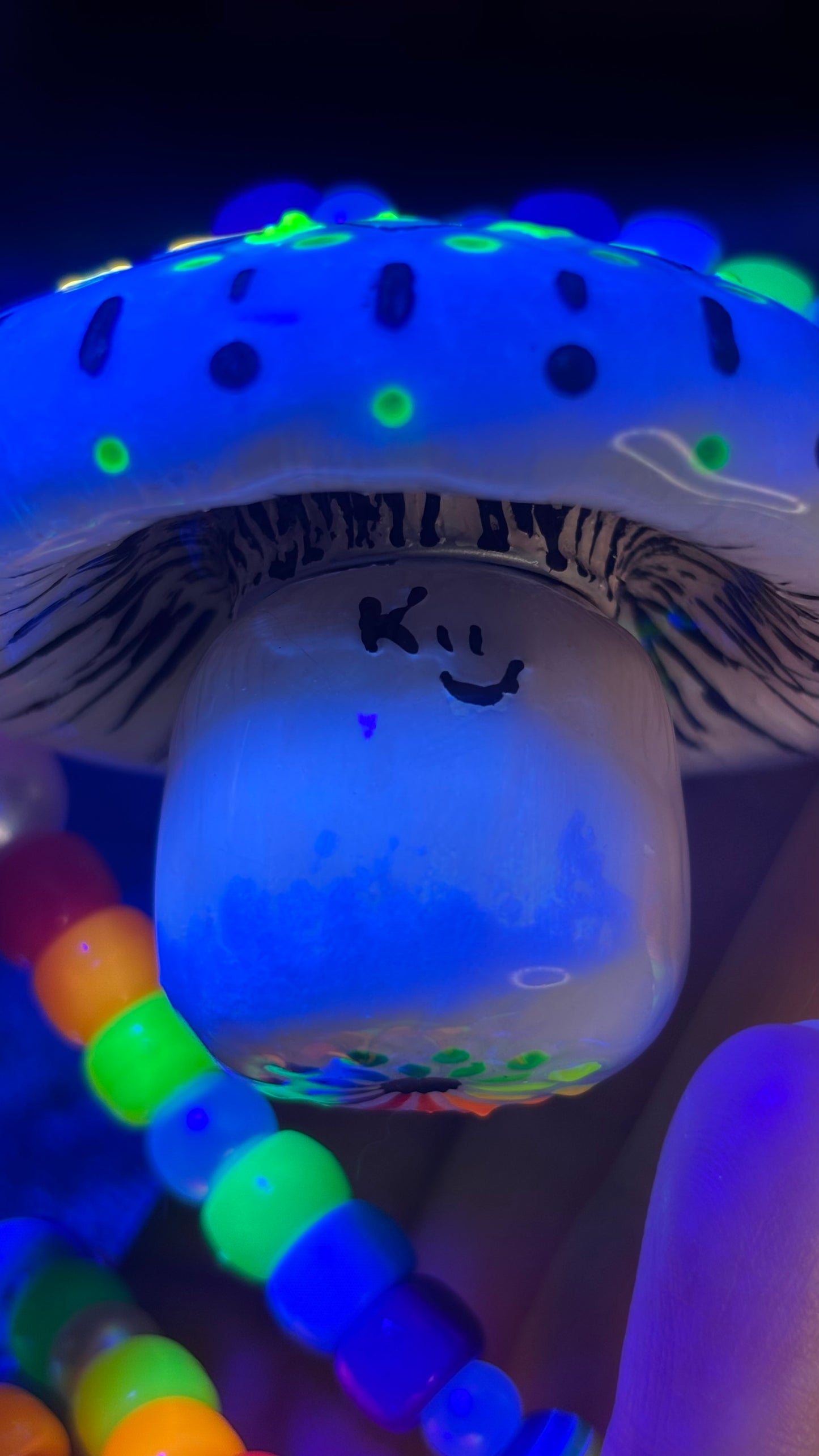 Striped Rainbow Mandala Shroomie Stash Jar Necklace