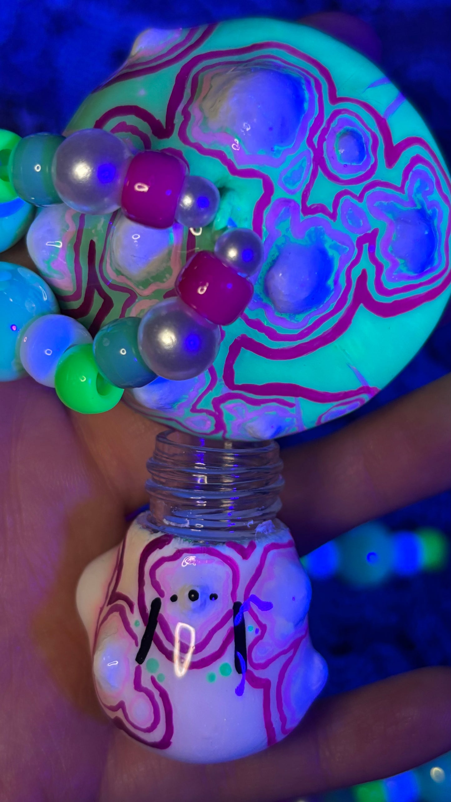 Teal Toxic Shroomie Stash Jar Necklace