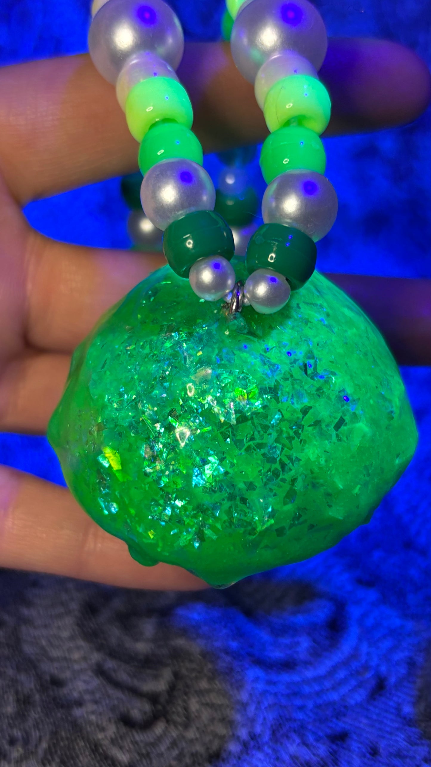 Green Glitter Shroomie Stash Jar Necklace