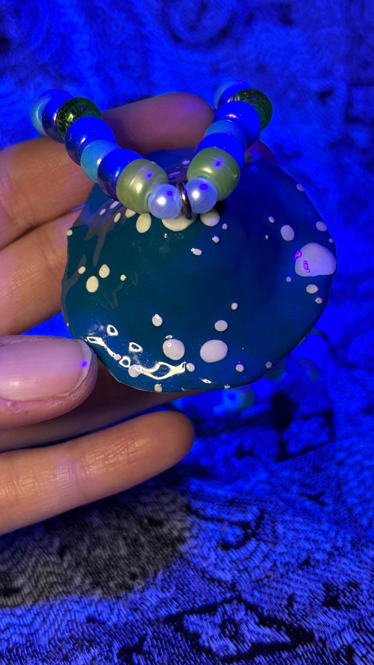 Blue/Green Mushroom Stash Jar Necklace