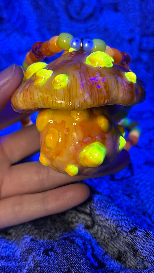 Yellow Lumpy Mushroom Stash Jar Necklace