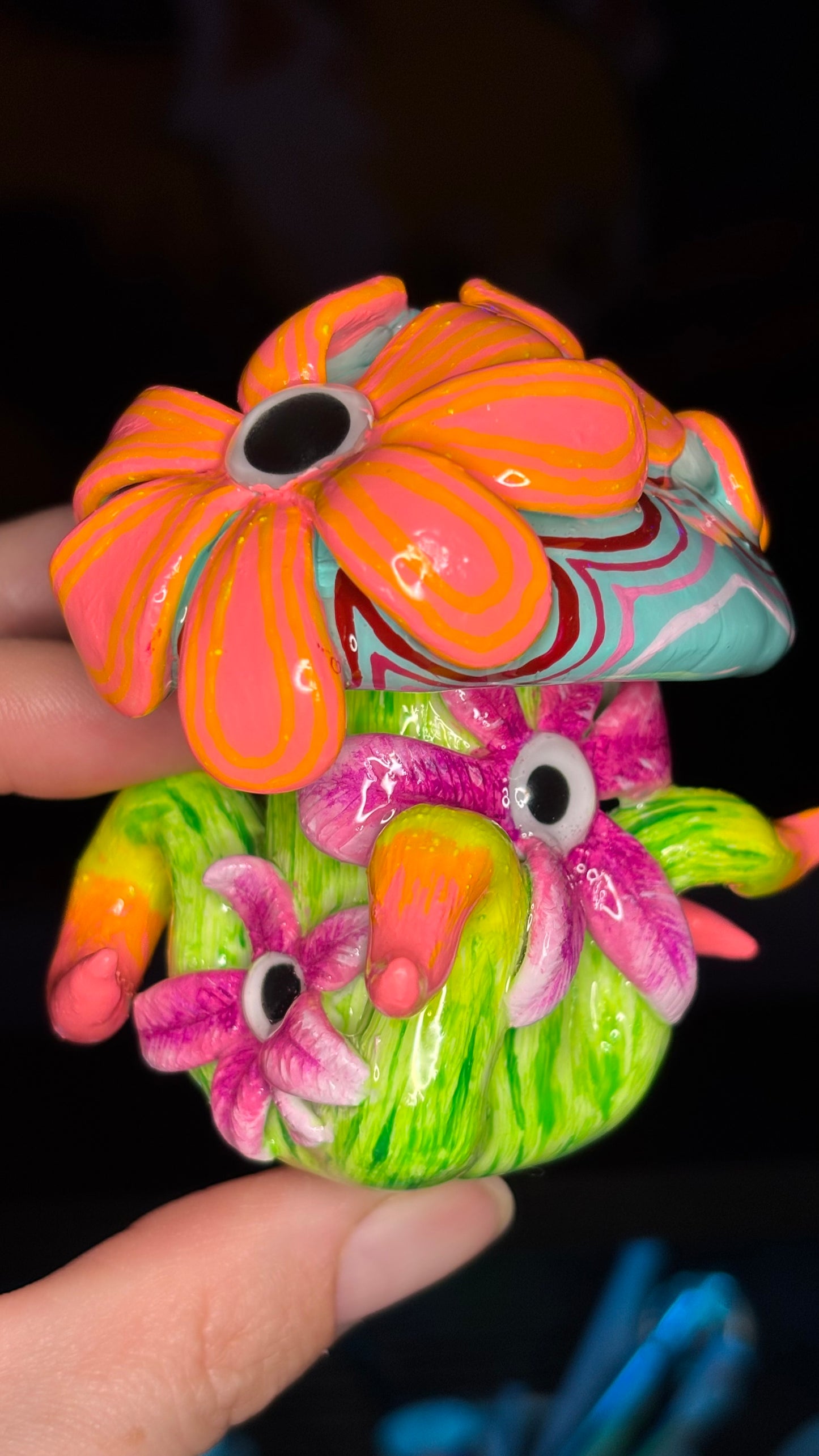 Flowers Of Power Shroomie Stash Jar Necklace (+Custom Clay Beads)