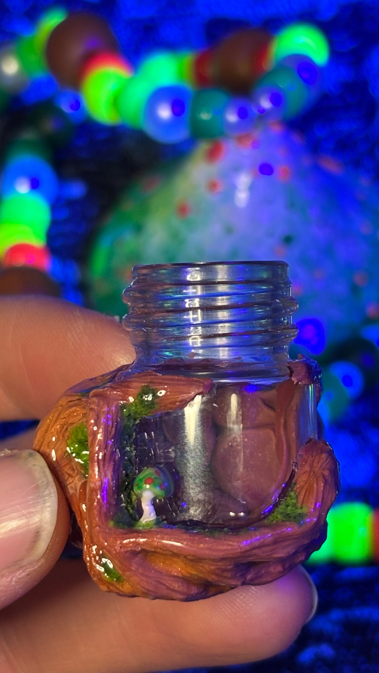 Green And Red Mushroom Portal Stash Jar Necklace