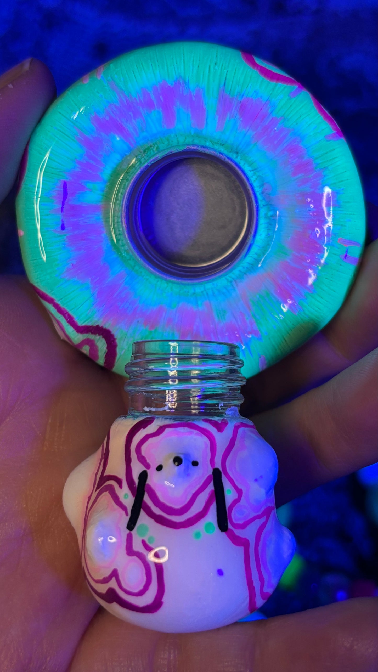 Teal Toxic Shroomie Stash Jar Necklace