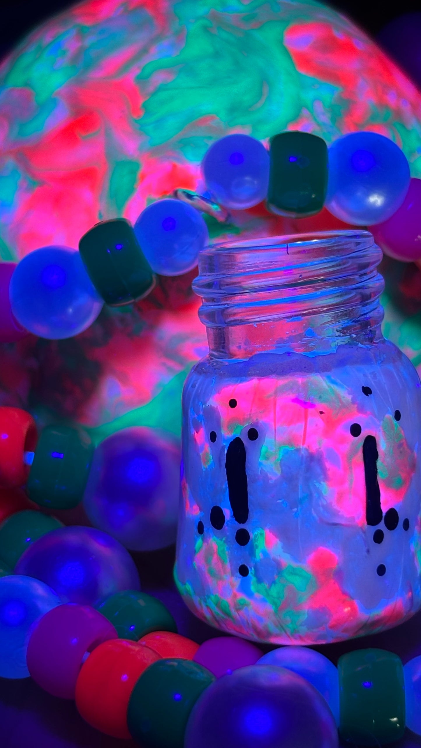 Green/Pink Neon Tie Dye Shroomie Stash Jar