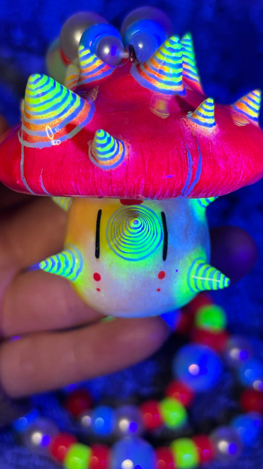 Blue Ringed Shroomie Stash Jar Necklace