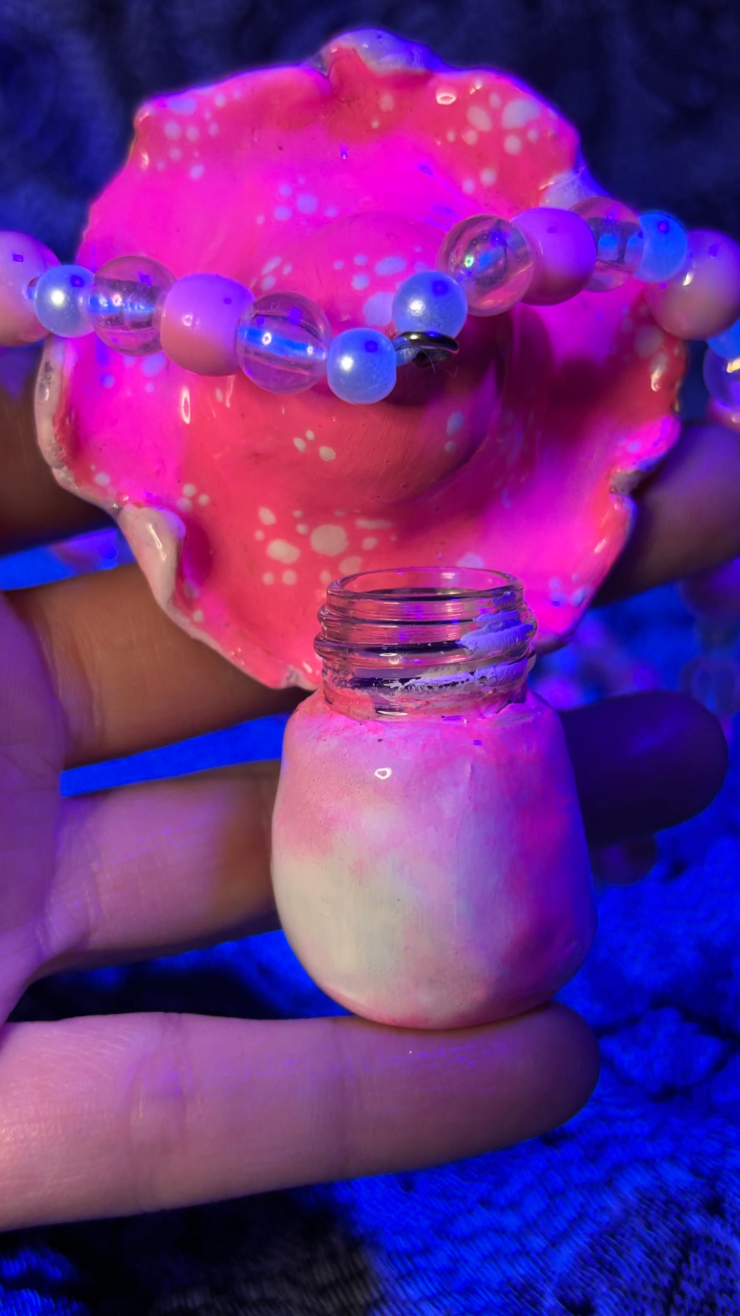 Pink Mushroom Stash Jar Necklace