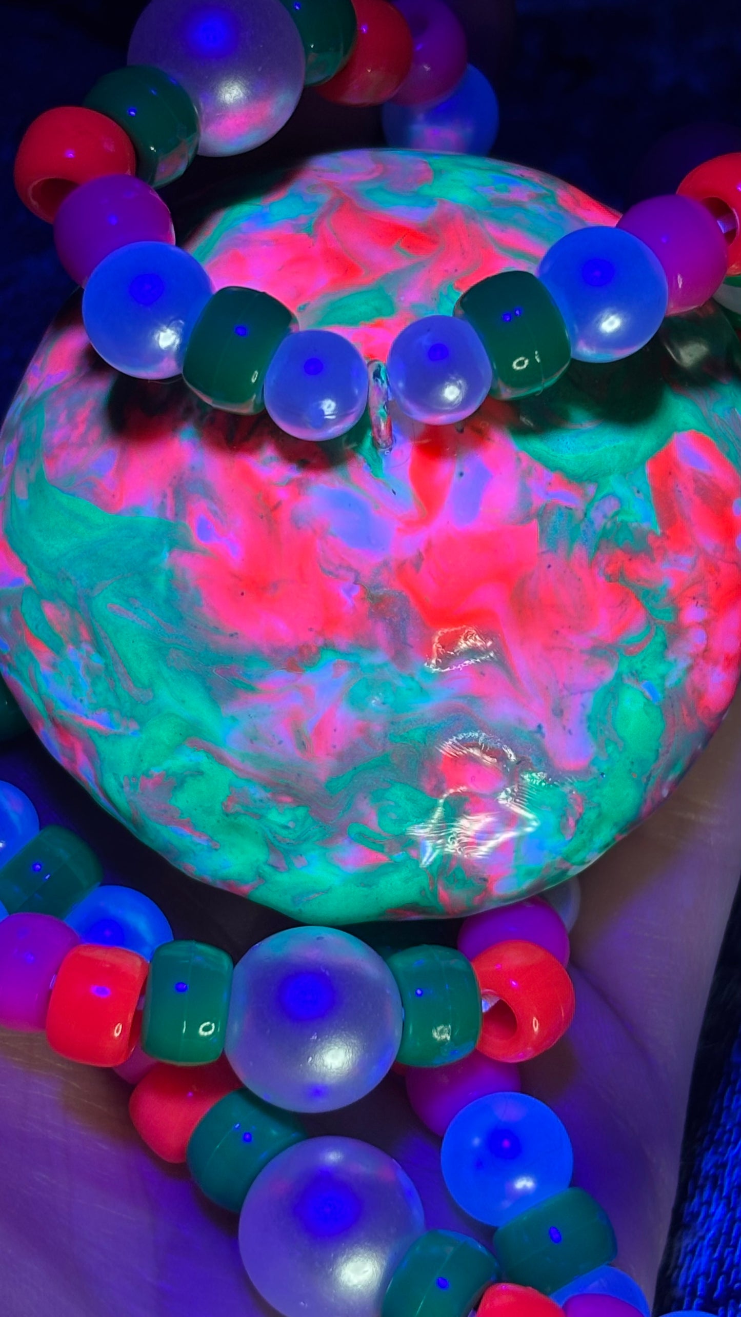 Green/Pink Neon Tie Dye Shroomie Stash Jar