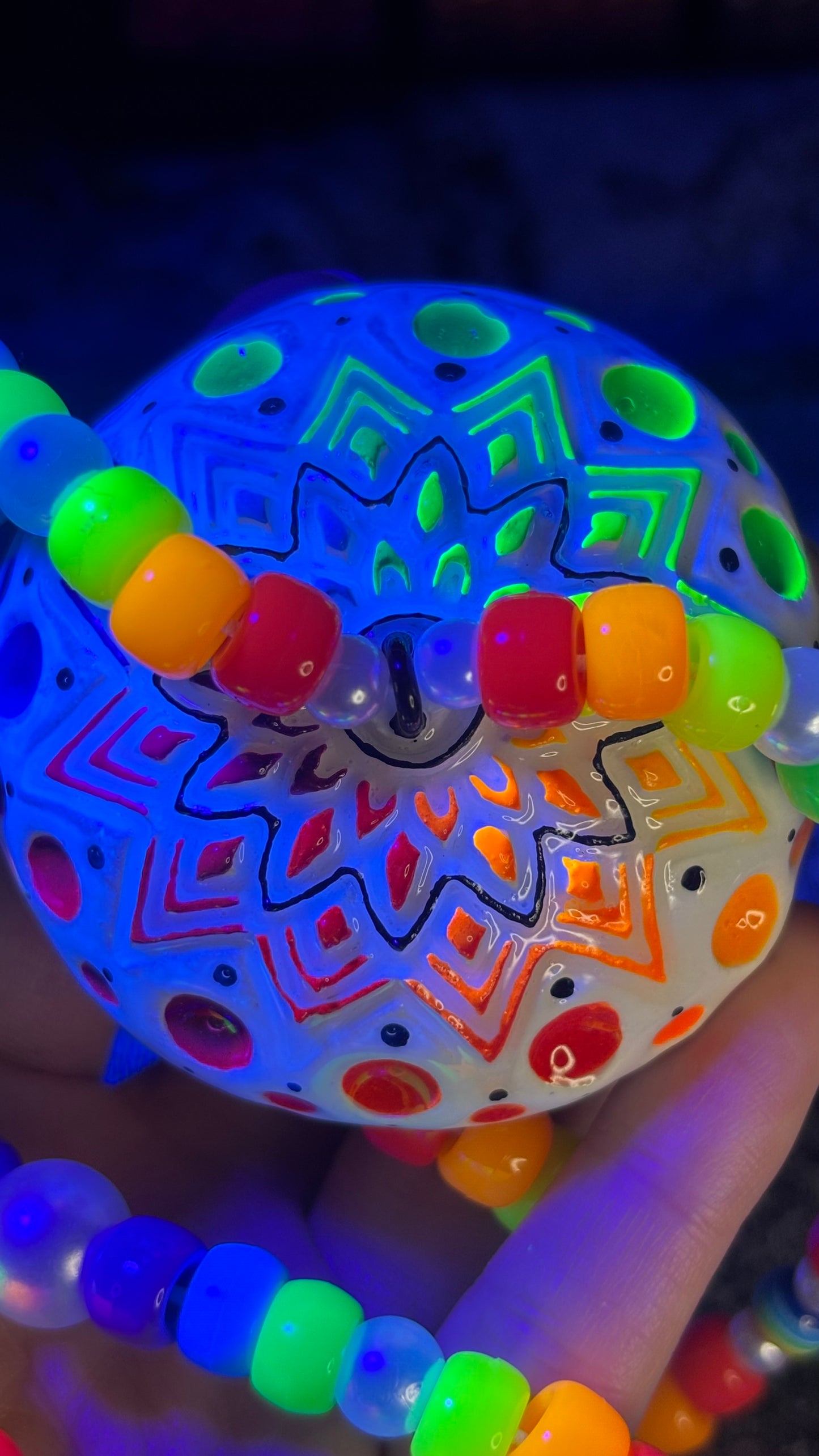 Spotted Rainbow Mandala Shroomie Stash Jar Necklace